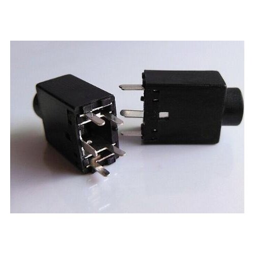 10PCS 3.5mm Female Audio Connector 5 Pin DIP Headphone Jack Socket PJ-358 Black