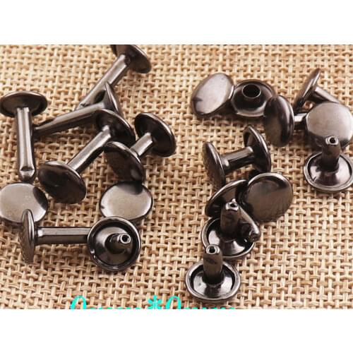 100 sets Gunmetal Double Cap Rivets Craft Studs Rivet Fastener Snaps Prong for Leather Craft Bag Belt Clothing Garment Shoes