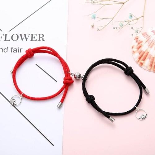 2Pcs Friendship Rope Braided Distance Couple Magnetic Bracelet Kit Lover Jewelry 53CA