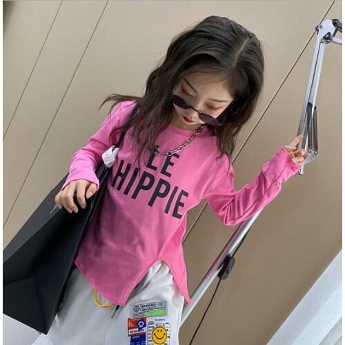 2021 Korea style girls t-shirt cotton summer fashion girls top 6-12t A636