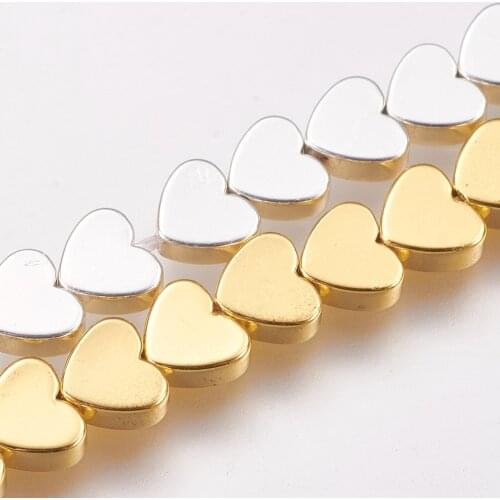 3 Strands Synthetic Non-magnetic Hematite Beads 5mm Heart Beads for Diy Jewelry Making Accessories Supplies Golden Silver Color
