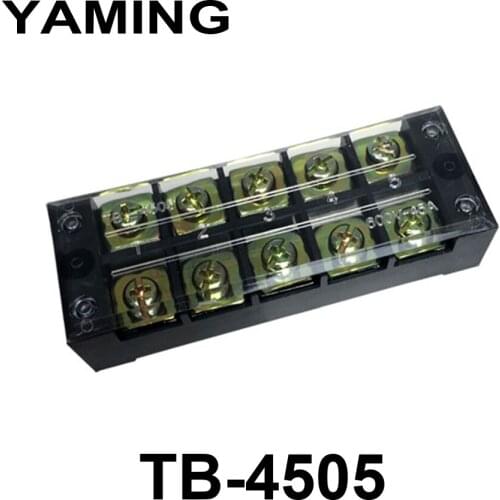 5pcs/lot Copper Connection Plate TB-4505 45A 5 Position 600V TB Series Fixed Type Terminal Blcok Covered Barrier