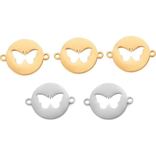 5Pcs/Lot Animal DIY Charms 100% Stainless Steel Pendant Hollow Butterfly Connectors For Jewelry Making Craft Findings Wholesales
