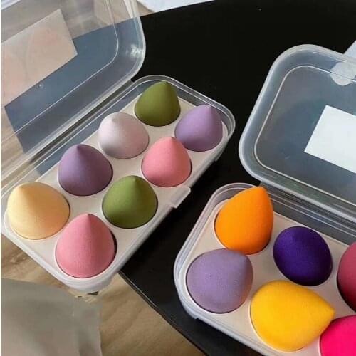 8PCS Beauty Egg Is Super Soft No Powder Dry And Wet With A Variety Of Colors Random Matching High Value Exquisite Buckle Design