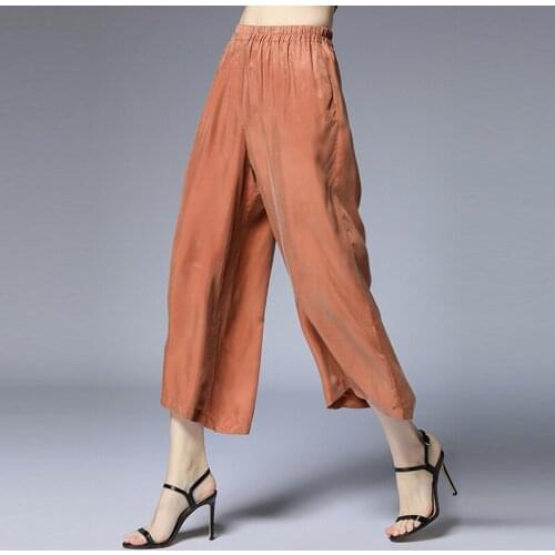 Cupra wire large size loose high waist drop feeling straight leg wide leg pants womens Ankle length pants Elegant slacks
