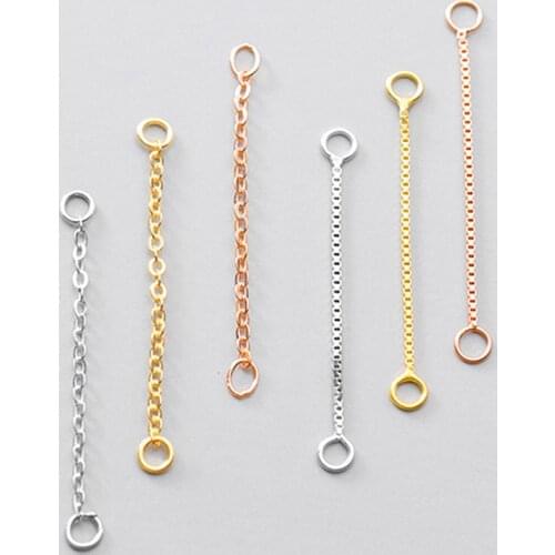 2pcs/lot 925 Sterling Silver Earring Line Connector Chains 30 40 50mm S925 Silver Dangler Ear Extension Chains DIY Jewelry Make