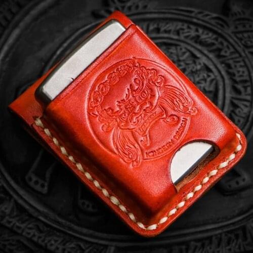 Portable Belt Waist Lighter Bag Handmade Cowhide Leather Outdoor Cigarette Lighters Protective Case For Men Smoke Tool