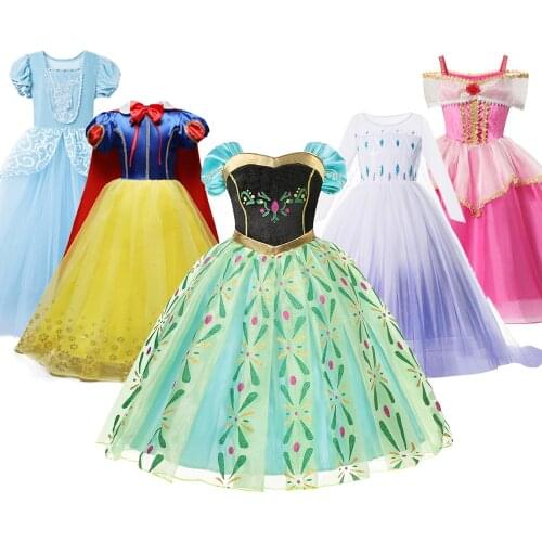Anna Elsa 2 Girls Dress Princess Costume Halloween Carnival Children Dress up Kids Dresses for Girls Clothing Size 4-10 Years