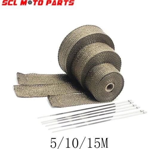 Alconstar-Insulation Cloth+Ties Racing 5M 10M 15M Motorcycles Exhaust Front Pipe Antihot Wrap Heat Manifold Roll 3 Colors Option