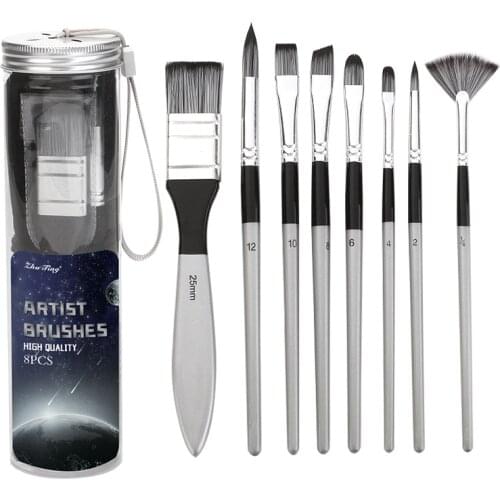 8 Pcs Professional Paint Brushes Different Shape Nylon Hair Artist Painting Brush For Acrylic Oil Watercolor Art Supplies