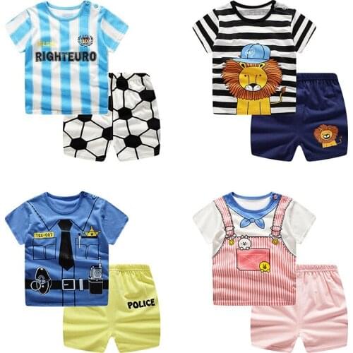 Baby Boys Clothes Sets Spring Summer Fashion Leisure Lion T-shirt + Navy Shorts Newborn Baby Girl Clothes Kids Bebes Suit