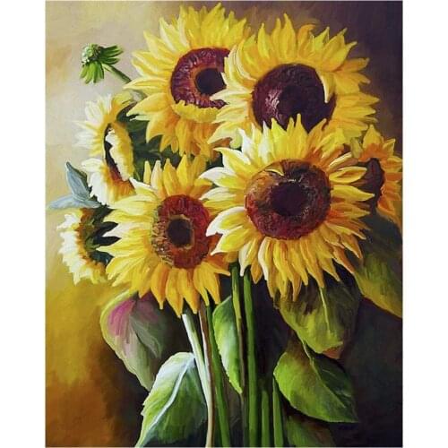 Sunflower Painting By Numbers for Adults DIY Oil Painting Kits,Geboor Paint By Number Kit on Canvas for Home Wall 16inchx20inch