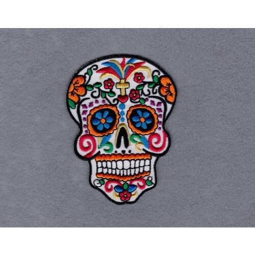 Custom skull embroidered patch