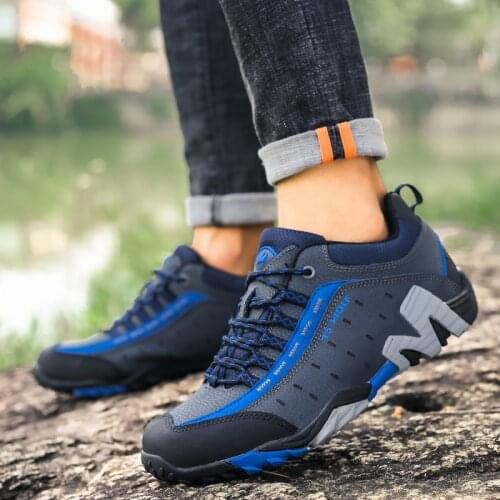 Genuine leather outdoor sport shoes men male hiking shoes non-slip mountain climbing trekking shoes men hiking sneakers zapatos