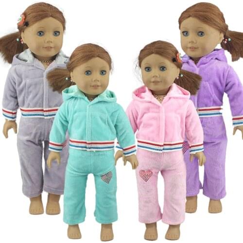 New Casual Plush upper and lower sets 18 Inch girl Doll jacket Coat, Shoes are not included