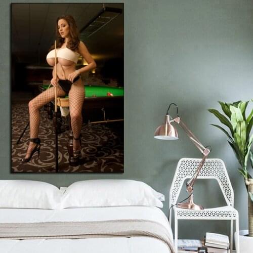 Sexy Girl Snooker Wallpaper Wall Art Canvas Poster and Print Canvas Painting Decorative Picture Living Room Home Decor Framework