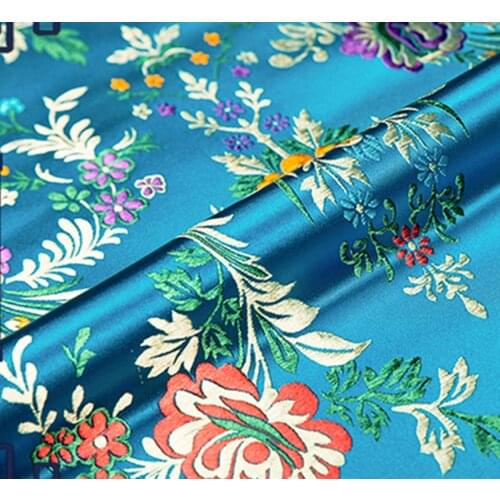 Lake blue floral Brocade Fabric Damask Jacquard Apparel Costume Upholstery Furnishing crafts patchwork cushion fabric 75CM*50CM