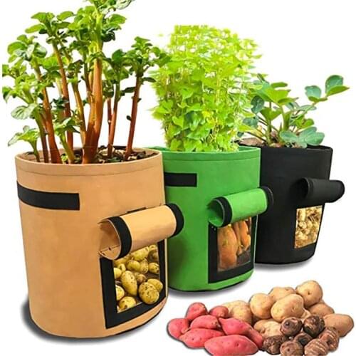 1Pcs Woven Fabric Bags Potato Cultivation Planting Garden Pots Planters Vegetable Planting Bags Grow Bag Farm Home Garden Bag
