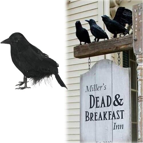 Realistic Bird Crow Halloween Decoration Scary Horror Black Feathered Realistic Looking Halloween Decoration Birds Garden Decor