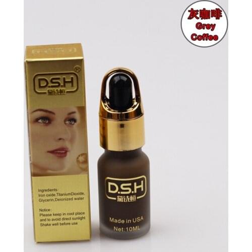 Gray coffee color DSH import permanent makeup micro pigment manual tattoo ink cosmetic for eyebrow eyeliner lips 10ml