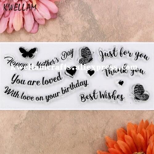 Butterfly Happy Mothers Day Best Wishes Scrapbook DIY photo cards rubber stamp clear stamp transparent stamp 6.5x15.5cm 8122814