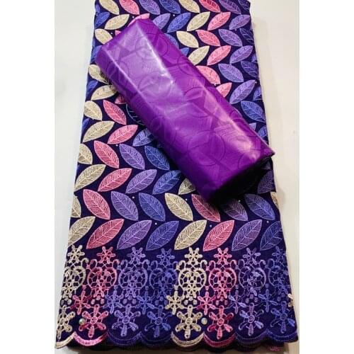 Swiss Voile Lace In Switzerland African Lace Fabric Purple Swiss Lace Fabric 2.5+2.5Yards Bazin Riche Fabric 100% Cotton VKM022