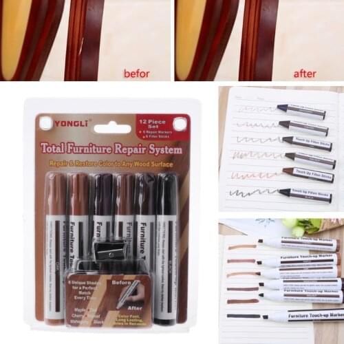 Wood Repair System Kit Filler Sticks Touch Up Marker Floor Furniture Scratch Fix E7CB