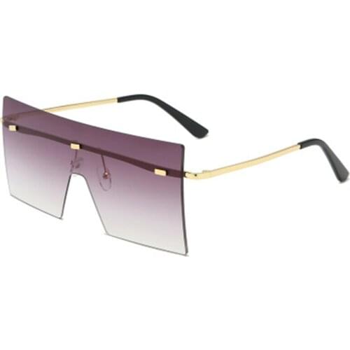 Hot Gradient Rivet Metal Shields Oversized Rimless Square Big Sunglasses Shades