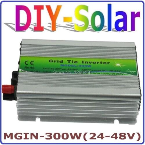 300W solar system, 36V panel / 72cells, 24-48VDC Pure Sine Wave Micro Inverter, 90-260VAC Full Voltage Output MPPT Function