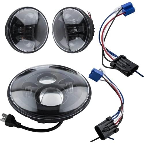 LED Projector Headlight 4.5" Passing Lights 7" Motorcycle for Touring