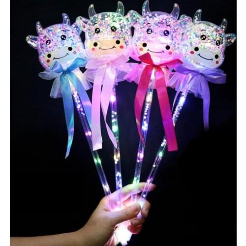 Cow Shape Luminous Glowing Flashing Colorful Fairy Wand Stick Kids Toy Gift LED Party Concert Supplies