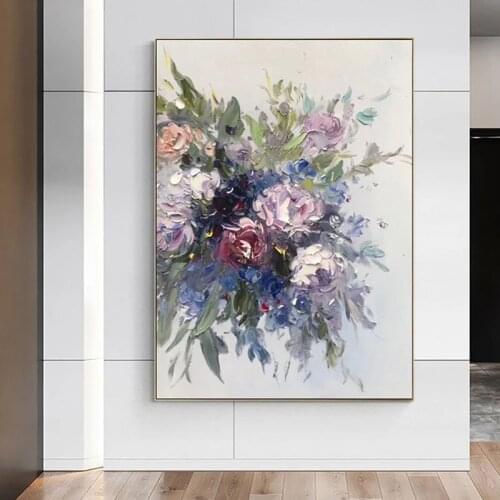 Texture Thick Flower Handmade Oil Painting Modern Large Size Canvas Wall Art Oil Painting Hand Painted Home Decor No Frame