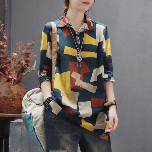 Traditional Chinese Clothing For Womens Tops And Blouses Linen Long Shirt Female Oriental Geometric Top China Clothing TA2162