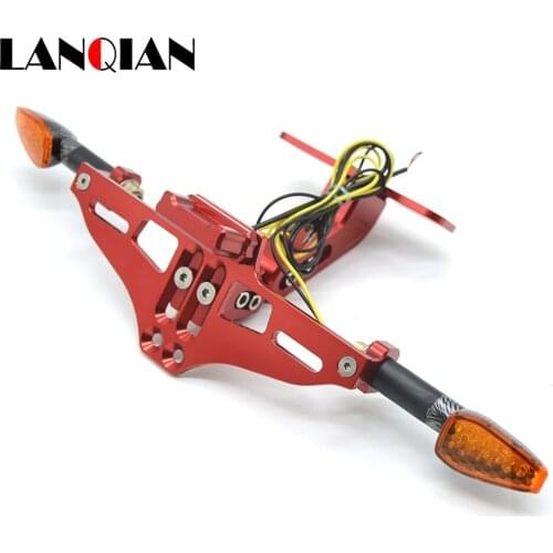 Motorcycle License Plate Bracket Licence Plate signal lights Number Plate Hanger Tail Tidy Bracket with Light Universal