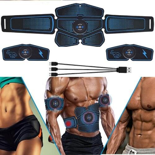 USB Recharge EMS Abdominal Muscle Stimulator Trainer ABS Electrostimulation Fitness Massager Abdomen Muscular Exercise Home Gym