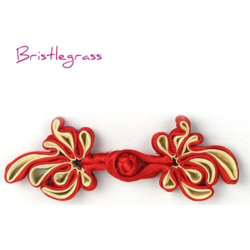 BRISTLEGRASS 5 Pair Handmade Red Flower Chinese Knot Button Frog Closure Ribbon Fastener Cheongsam Costume Suit DIY Sewing Craft