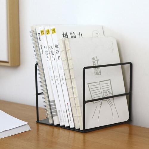 1 Pair Wrought Iron Bookends Book Support Simple Desktop Office Magazine Organizer Stand Shelf Holder Bookshelves