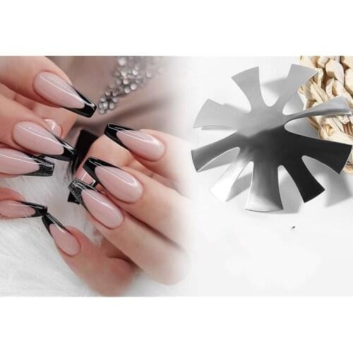 2021 New 1pcs 9 Sizes Easy French Smile Cut Long-V Line Almond-Shape Tips Manicure Edge Trimmer Acrylic Pink White Nails Cutter