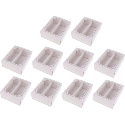 10pcs Paper Packing Box Macaroon Packing Box Dessert Transparent Packaging Box