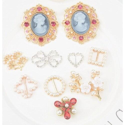 Hot sale 10pc clear glass crystal rhinestone button 2018 DIY Wedding metal hair flower center scrapbooking Accessories