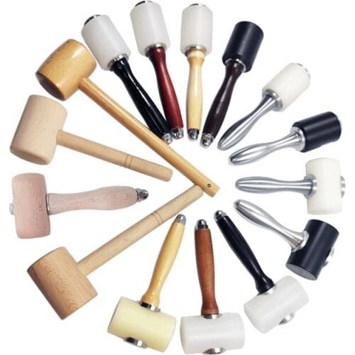 15Styles Leather Craft Carving Hammer Wooden Handle Nylon Mallet Punching Cutting Tools For Stamping Sew Leather Cowhide