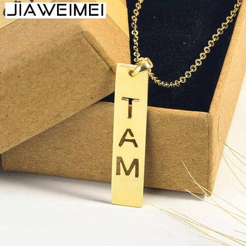 2020 Newest Bar Necklace with Capital Initial Personalized for Women Hollow Name Necklace
