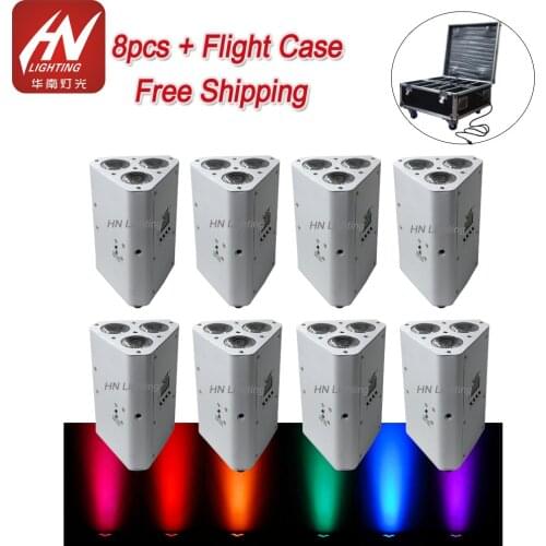 8pcs with flycase rechargeable battery Operated LED par light 3*18w wireless wedge uplighting party decorations