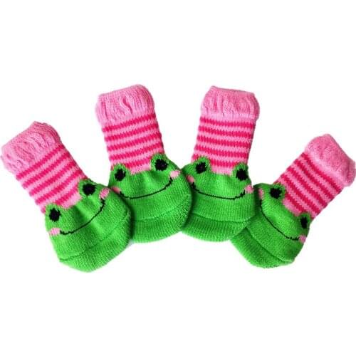 4pcs Pet Dog Puppy Cat Shoes Slippers Non-Slip Socks Pet Cute Indoor for Small Dogs Cats Snow Boots Socks Socks For Small Dog