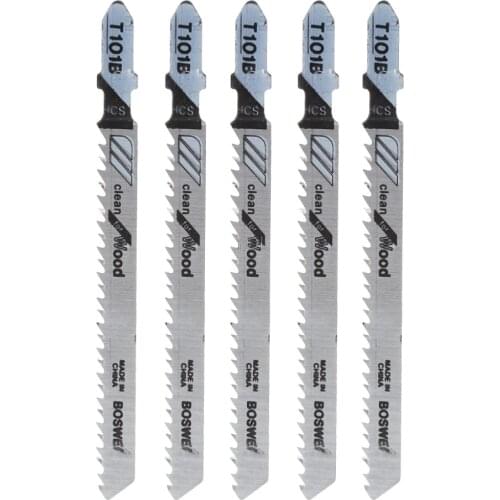 5 Pcs T101B HCS 100mm Jigsaw Blade Clean For Wood T-Shank Jig Saw Blades