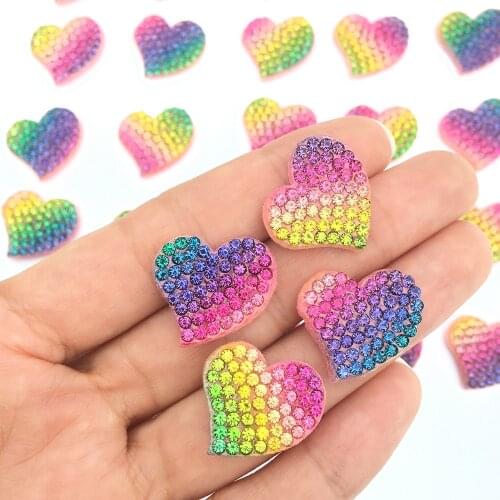 50Pcs/Lot 2CM Diamond Love Heart Appliques For Craft Clothes Bag Shoe Decoration DIY Hair Clip Accessories Patches