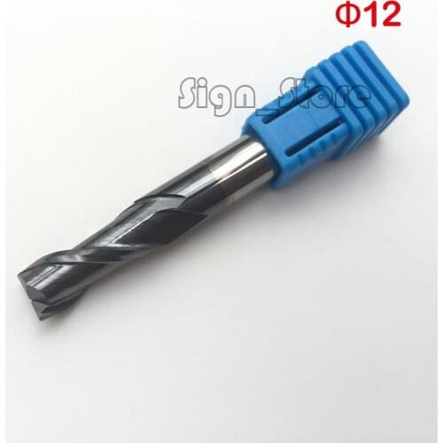 Free Shipping 1PC solid carbide 12X12X30X75mm 10mm diameter 2 Two Double flutes HRC 55 CARBIDE for Stainless steel NANO