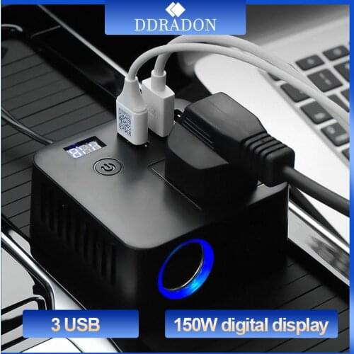 150W Digital Converter Adapter 24V to 220V Car Power Inverter Auto Charger Modified Sine Wave Universal Socket 3 USB
