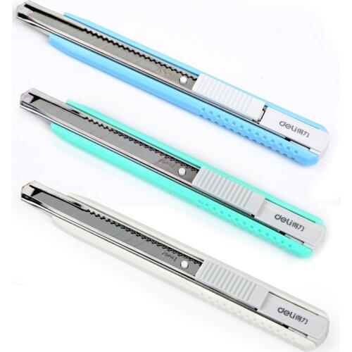 Deli plastic + alloy simple Mini color art knife student art class manual knife paper knife household office knife