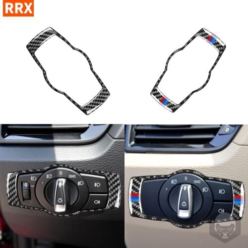 For BMW E84 X1 2011 2012 2013 2014 2015 RRX Carbon Fiber Trim Headlight Switch Button Frame Cover Stickers Interiors Accessories